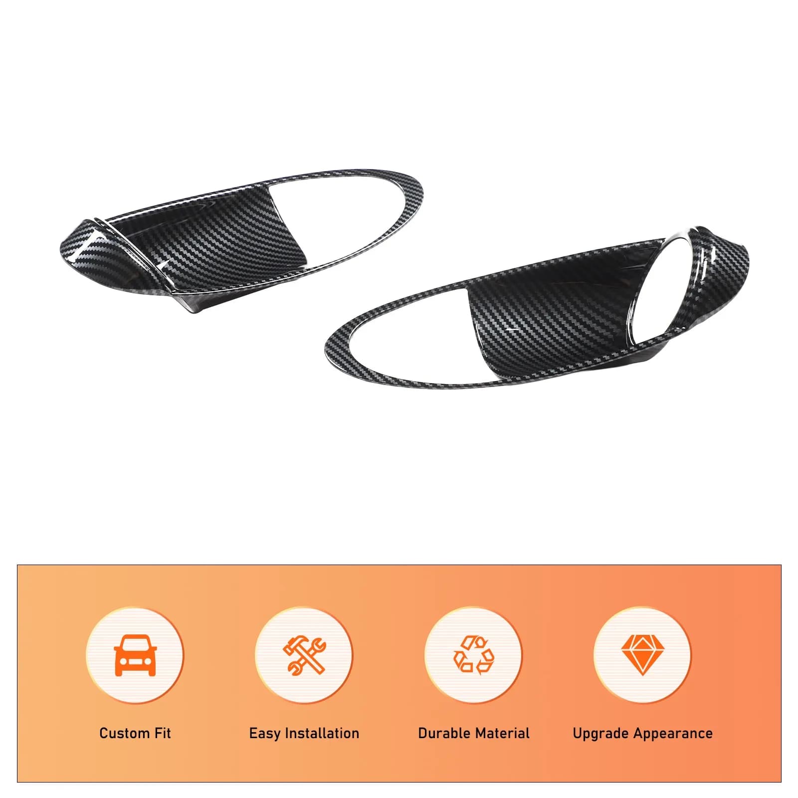 2PCS ABS Carbon Style Car Interior Door Handle Bowl Decorative Cover For Nissan 370Z 2009-2020 Door Wrist Trim Accessories