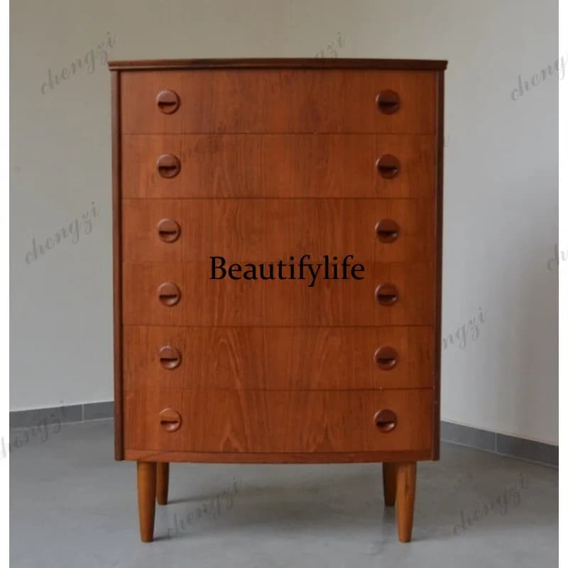 Medieval teak chest, dining side cabinet, six buckets and five buckets, Nordic medieval style storage cabinet