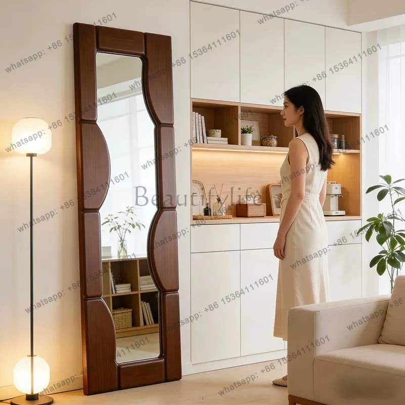 French retro full-body mirror home American art floor mirror home medium and ancient style