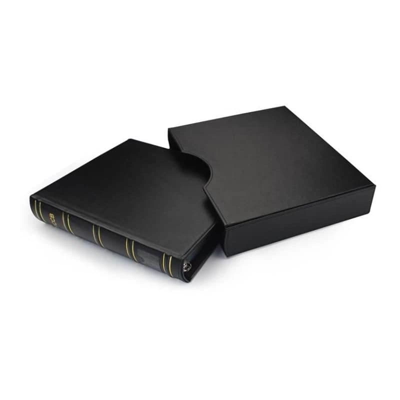 Large Professional Leather Binder Wide Collection Album with Slipcase for Coins Currency Banknotes Paper Money Stamps Documents