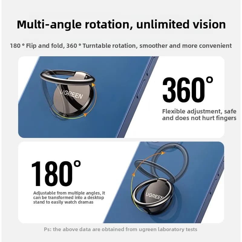 UGREEN LP133 Adhesive Phone Grip Phone Metal Finger Ring Holder Foldable Adjustable Metal Cell Phone Gripper Stand for iPhone