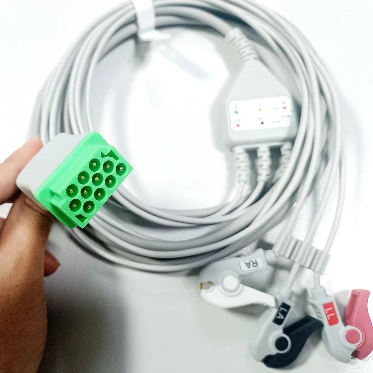 GE Dashs2500 B30 Solars8000 Compatible 3-Conductor AHA/IEC ECG Cable Grey 11pin Connector 3.2m Consumables