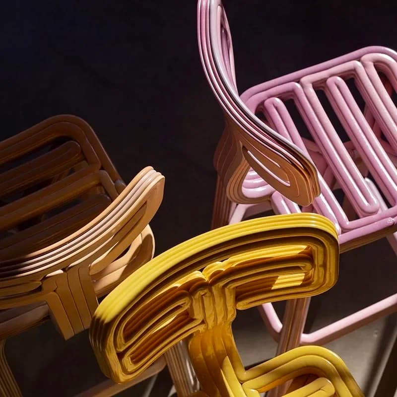 3D color creative special-shaped fiberglass plastic art dining chair simple light luxury single chair