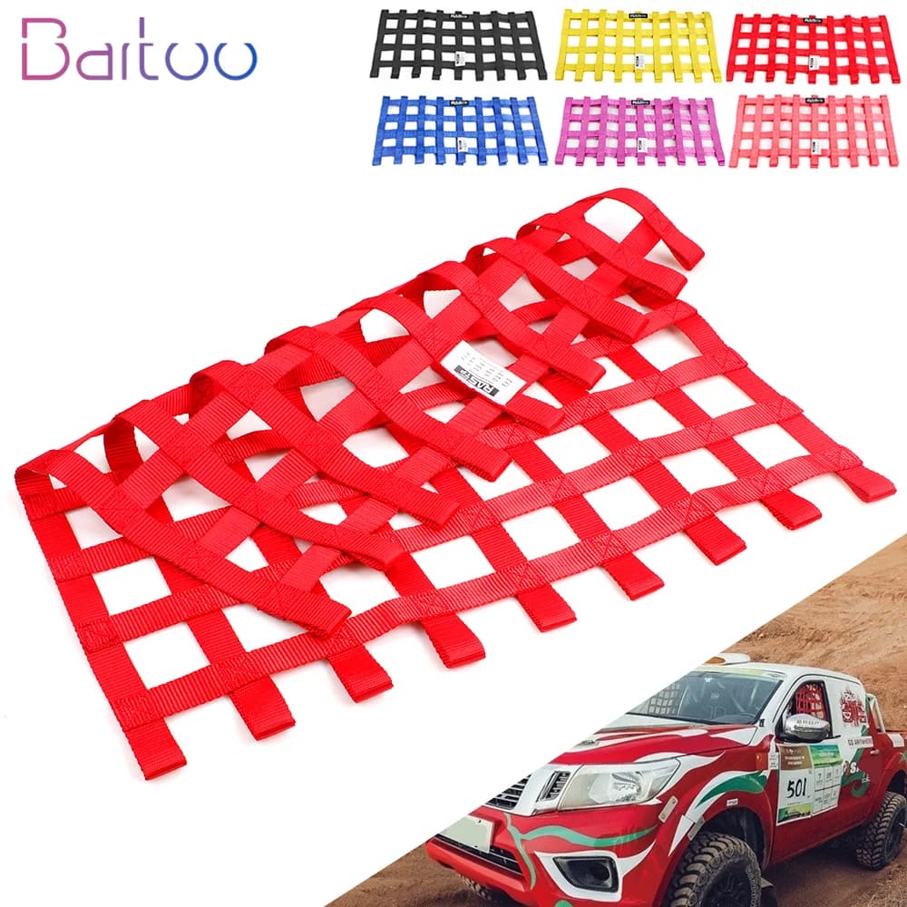 Bartoo-60CM x 60CM Durable Nylon Racing Car Window Net Easy Install Universal Rally Racing Safety Essential BAG053