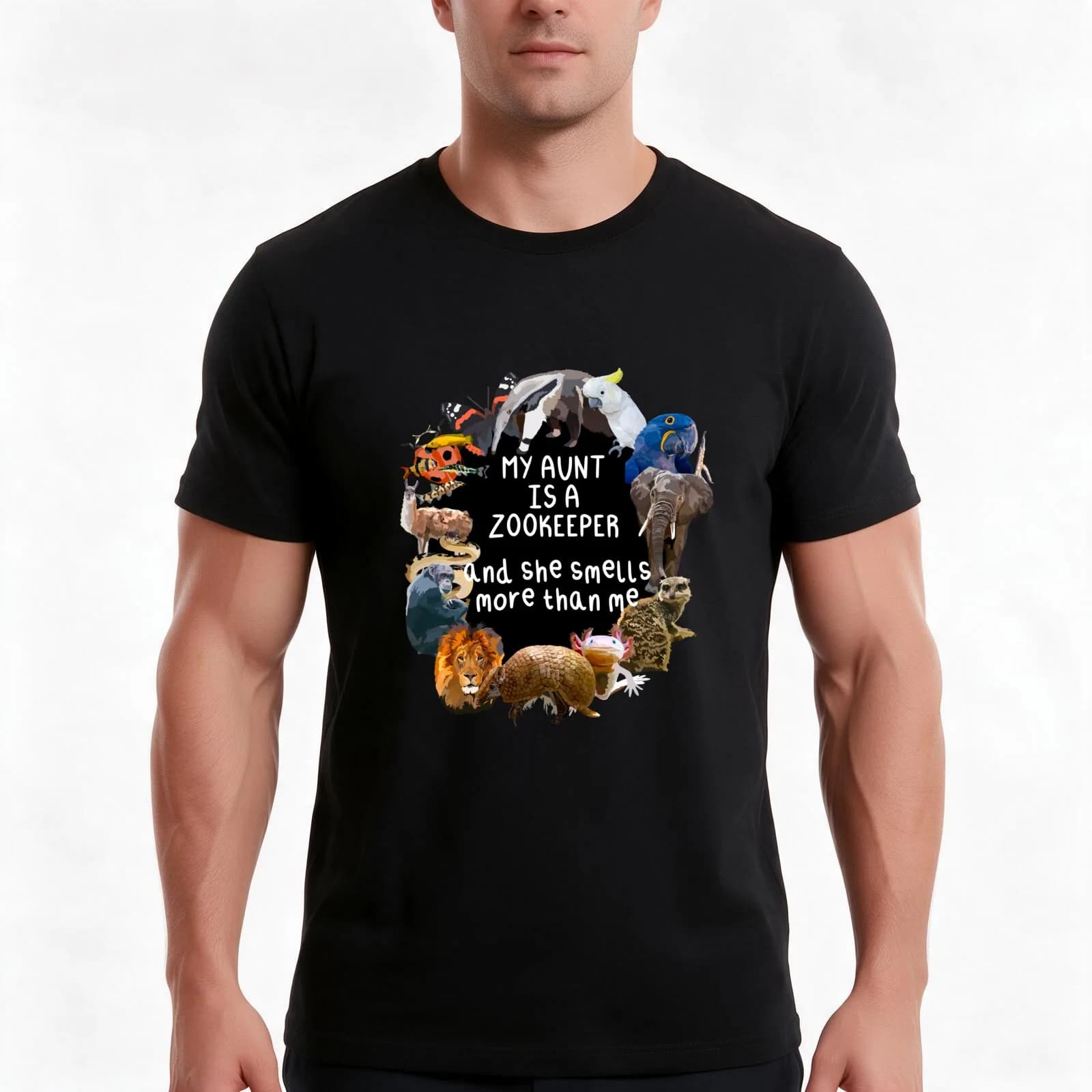 Auntie Zookeeper T-Shirt, Summer Casual Cotton Tee, Oversized Streetwear Tops, Vintage Graphic Print, Loose Fit Short Sleeve