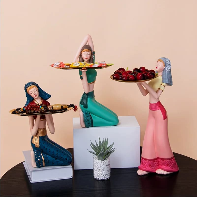 Creative Girls Storage Tray,Resin Ornaments,Home Decor Crafts,Statue, Office Desk Figurines, Decoration Accessories, Gift