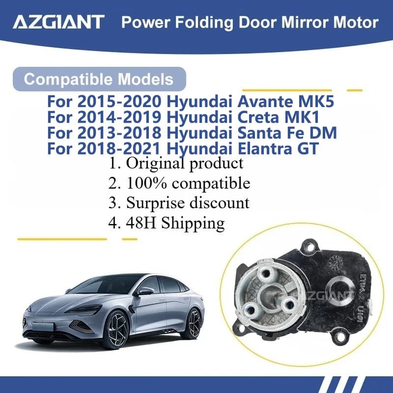 AZGIANT For Hyundai Avante MK5/Creta MK1/Santa Fe DM/Elantra GT/Elantra MK6 Car Wing Mirror Authentic Folding Motor Power Fold