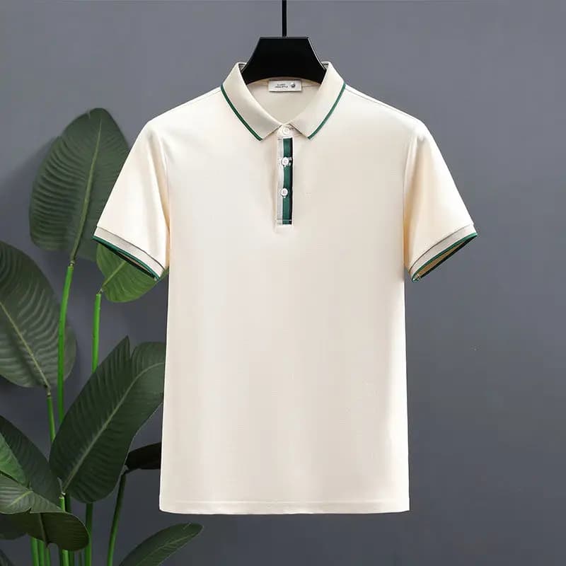 Men's Summer New Short Sleeve Polo Shirt Solid Color Casual Comfortable Slim Fit Fashionable Top for Middle-Aged and Young Adult