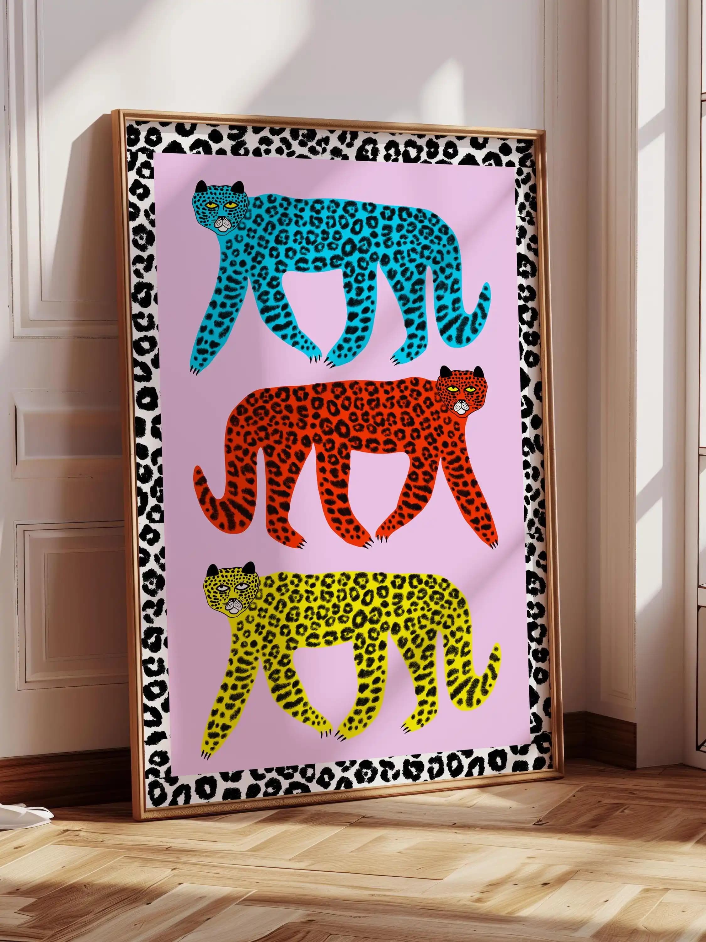 Sassy Leopards Art Print, Home Decor, Wall Decoration, Gift for Her Kitchen Bedroom and Living Room, House Warming, Animal Print