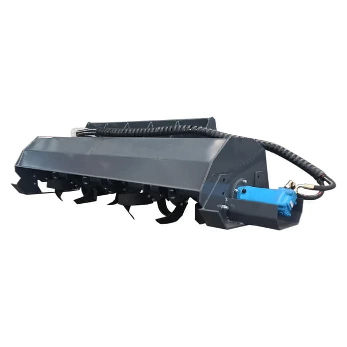 72" Skid Steer Hydraulic Tiller 32Pcs Blade Rotary Tiller Loader Accessory for Sale
