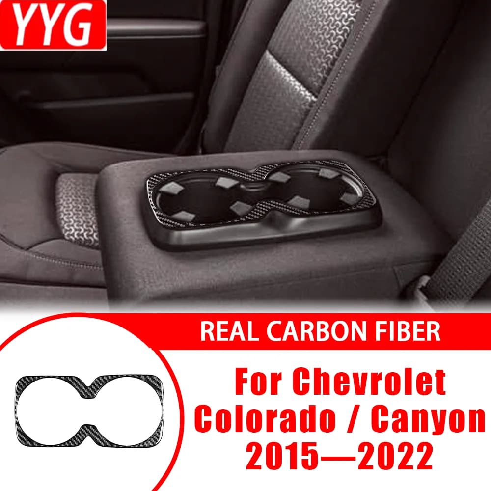 Carbon Fiber Car Accessories Rear Water Cup Holder Panel Interior Cover Tirm Modified Sticker For Chevrolet Colorado 2015—2022