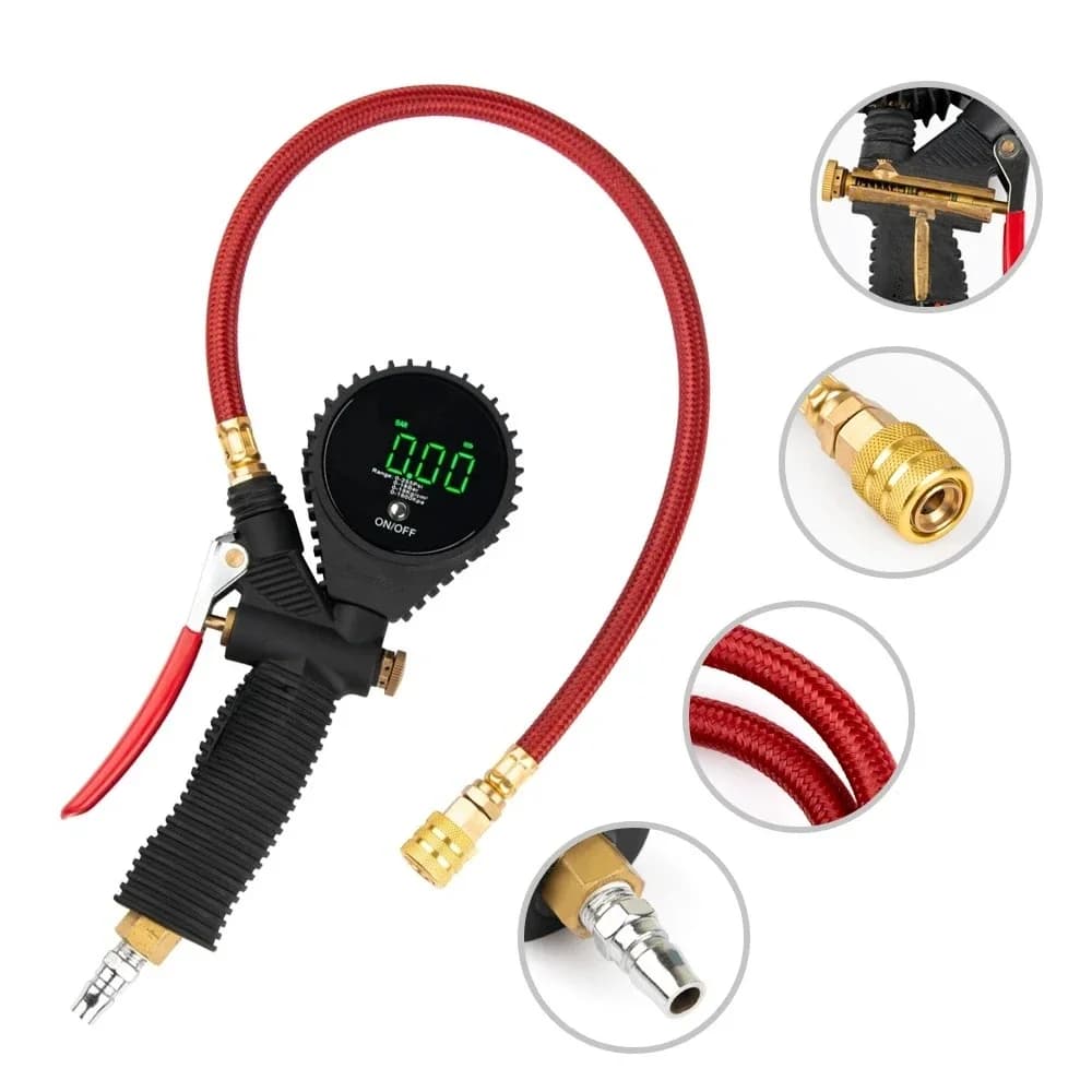 Heavy Duty Pressure Gauge Digital Inflator Strap LED Display