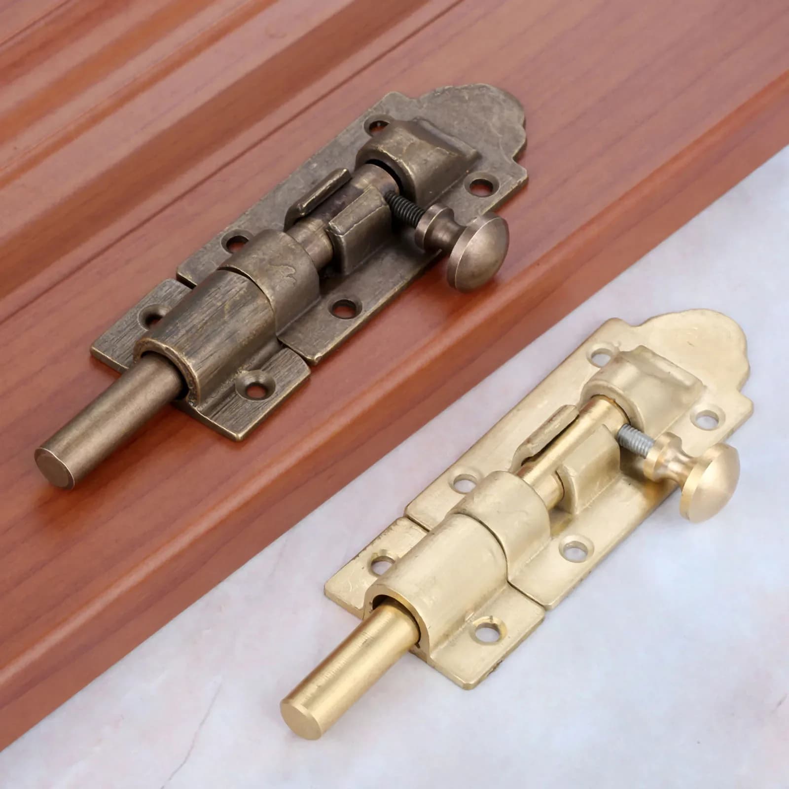 1Pc 123mm Vintage Barrel Latch Cupboard Door Lock Slide Bolt Stapler Gate Latch Hardware Antique Bronze Brass Cabinet Door Bolts