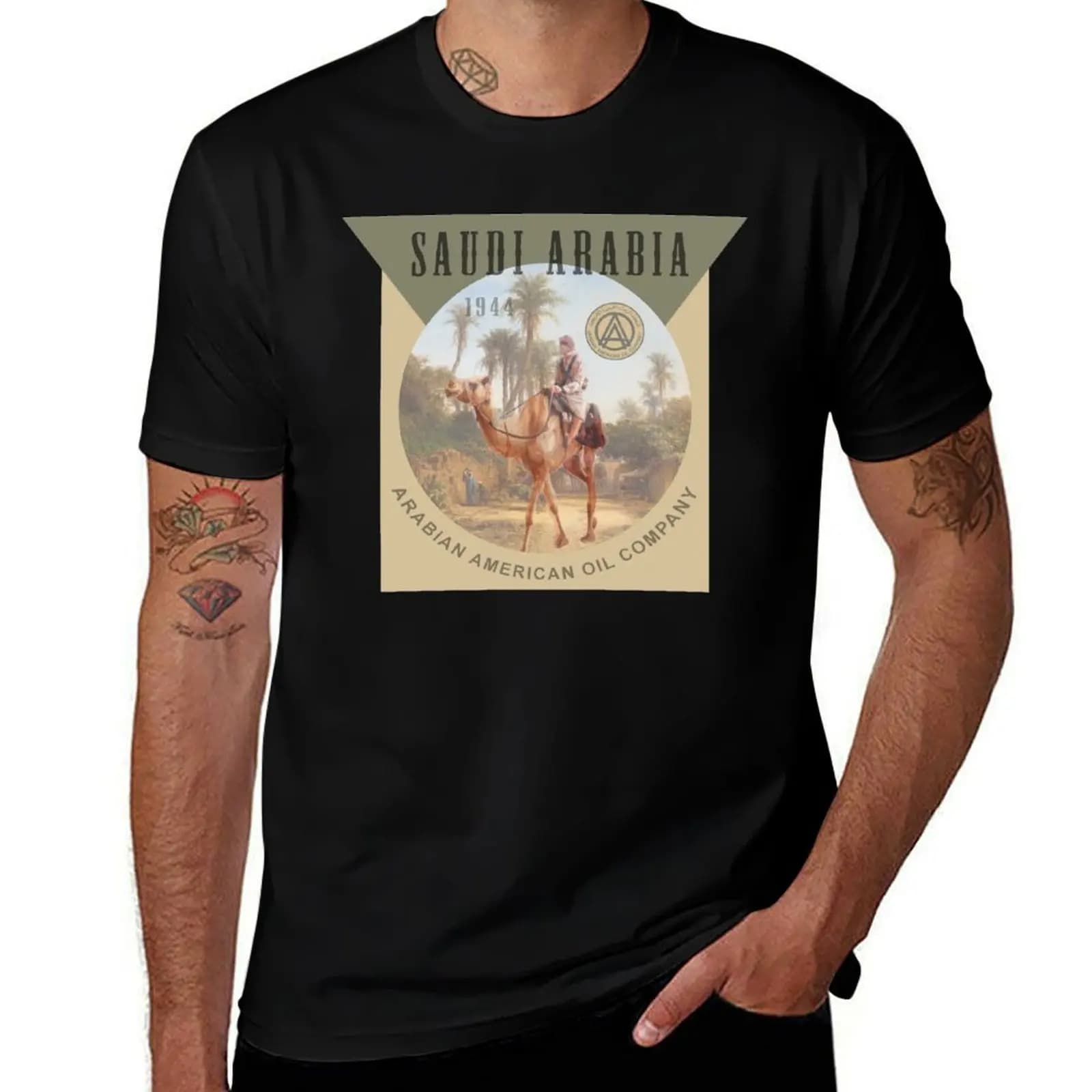 Vintage Arab American Oil Company - Aramco Saudi Arabia T-Shirt Casual Loose Fit Short Sleeve T-Shirt