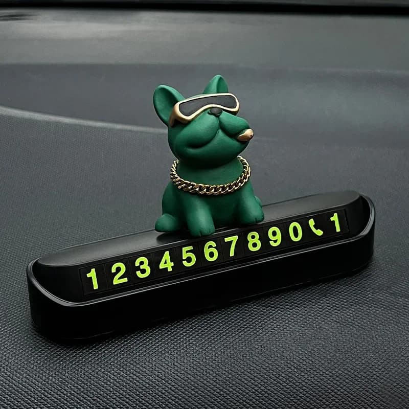 Cute Funny Bulldog Car Temporary Parking Number Plate - Dashboard Decor Auto Accessories Cute Gift Automobiles Voiture