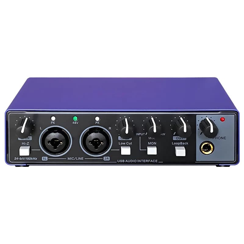MD22 USB Audio Interface with Loopback 48V Phantom Power for Streaming Podcast Recording and Music Production