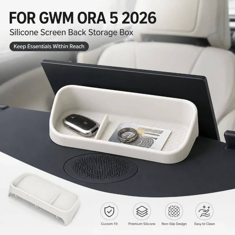 For ORA 5 2026 Car Dashboard Screen Storage Box Silicone Organizer Tray Interior Rear Console Storage Non Slip Accessories