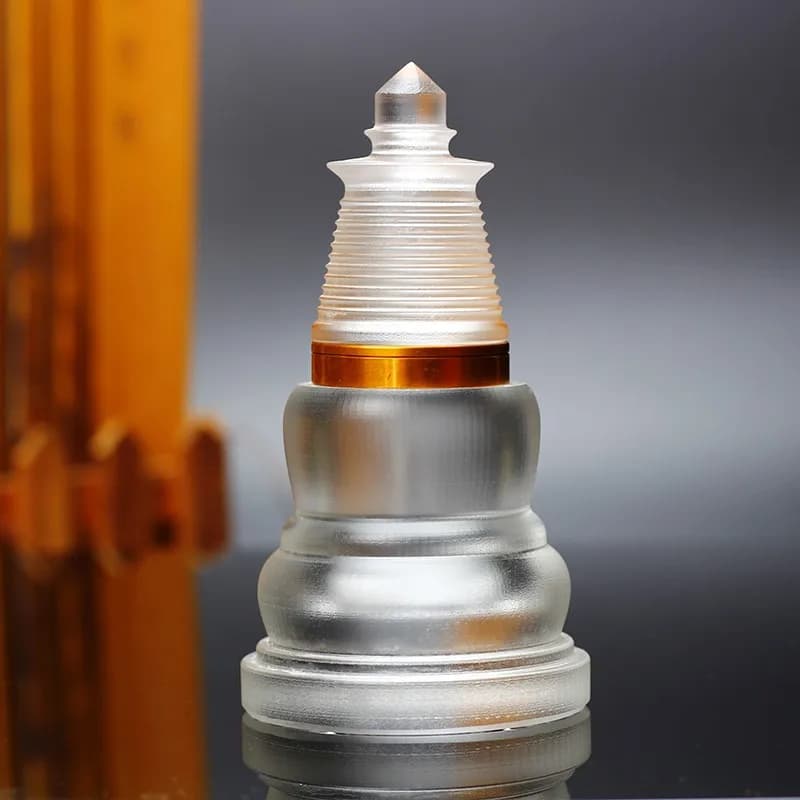 12cm High Crystal Da Bai Pagoda Stupa Sealing Thread Bodhi Tower Ornament