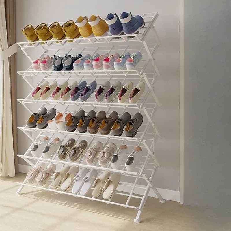 Installation-free folding shoe rack, floor-to-ceiling storage shoe rack at the  of the rental room, modern simple folding rack
