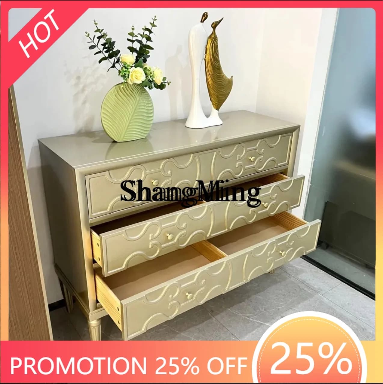 CL  living room solid wood six-bucket cabinet entry foyer decorative locker multi-functional storage cabinet
