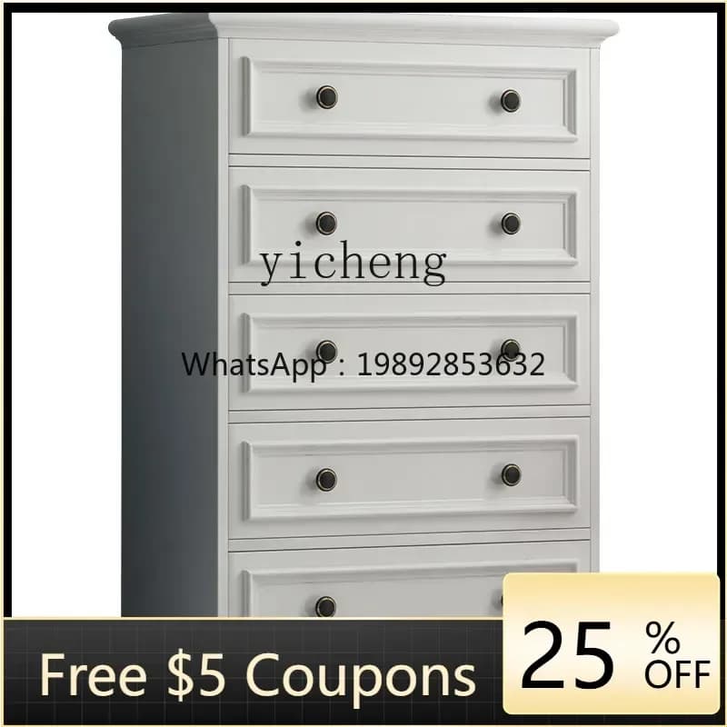 Bedroom Living Room Storage Storage Cabinet Chest of Six Drawers Paint White Solid Wood Drawer