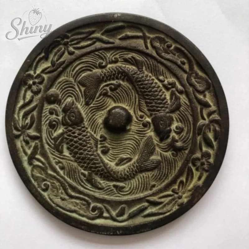 11cm Ancient Pisces Bronze Mirror Antique Bronze Mirror Collection Ornaments