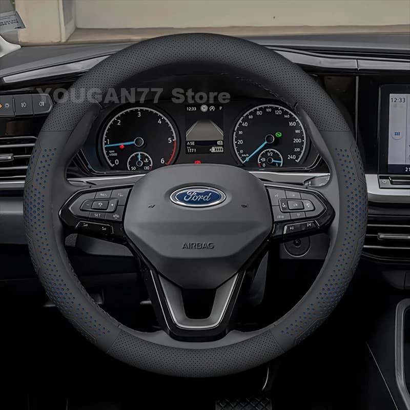 Leather Car Steering Wheel Cover For Ford Tourneo Connect Sport 2022-2024 Auto interior Ford Tourneo Connect Accessories