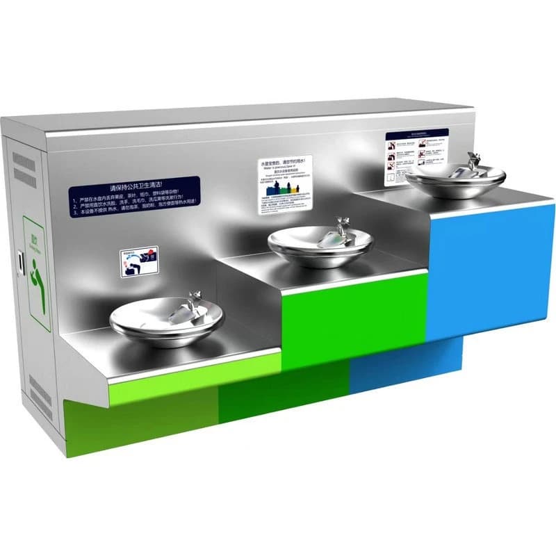 Outdoor drinking water table 304 stainless steel double basin direct drinking water machine without electricity Garden Square