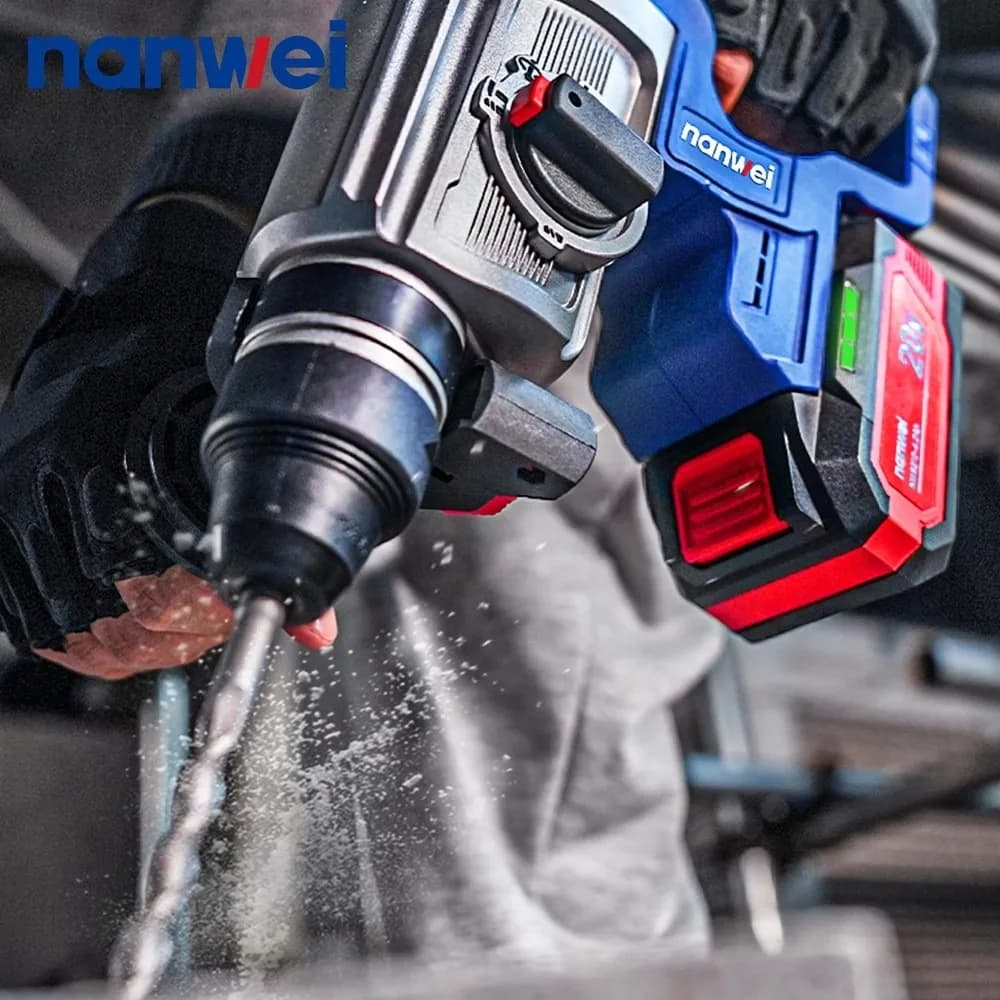 20V Cordless Brushless Hammer Drill Heavy Duty Compact Concrete Wall Power Drill For Household DIY Projects