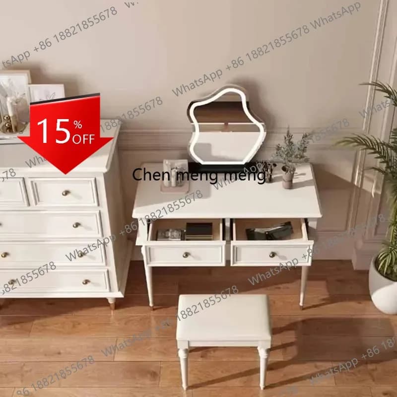 Q181 Compact Nordic Girls Vanity Table Aesthetic Space Saving Makeup Cabinet Bedroom Organizer Princess Penteadeira Unique Furni
