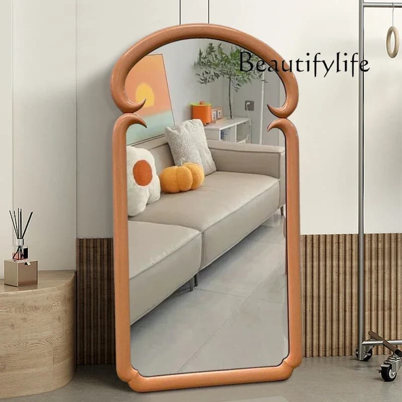 BJ French Retro Wall-mounted Full-length Mirror Household Bedroom Special-shaped Fitting Mirror Cream Wind Full-length Mirror