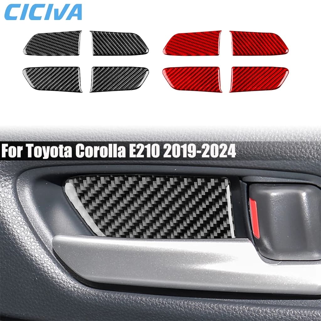 Carbon Fiber Car Accessories Door Handle Bowl Decorative Interior Cover Modified Trim Sticker For Toyota Corolla E210 2019-2024
