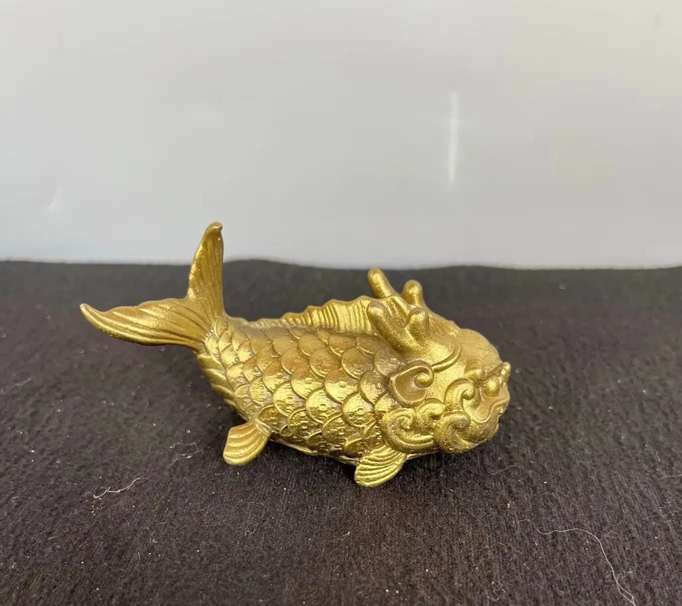 Old Brass Dragon Fish Statue Bombay duck mythical beast May there be surpluses every year Amass wealth Ornaments