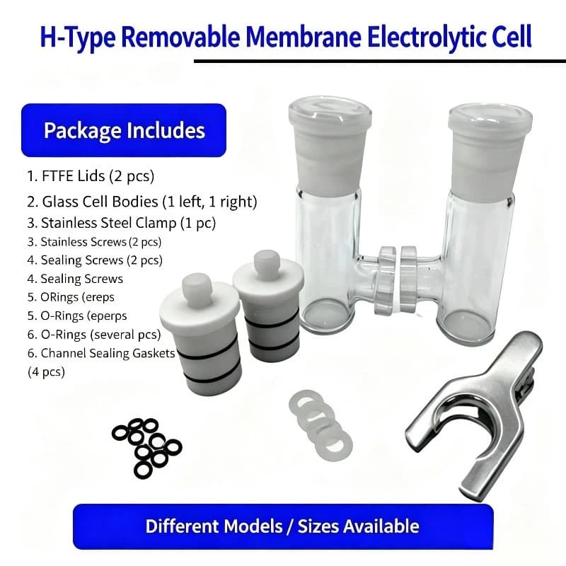 CH2010 Removable Membrane H-type Sealed Electrolytic Cell, Ground Joint, 5-5mL Small Volume Electrolysis Cell