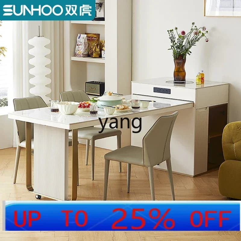 CX  induction cooker dining table integrated household multi-functional dining table retractable rock slab island