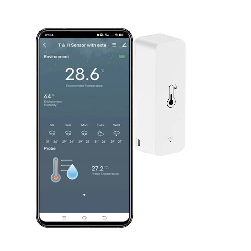 Tuya Zigbee Temp Humidity Sensor External Probe Smart Life APP Monitoring Hygrometer