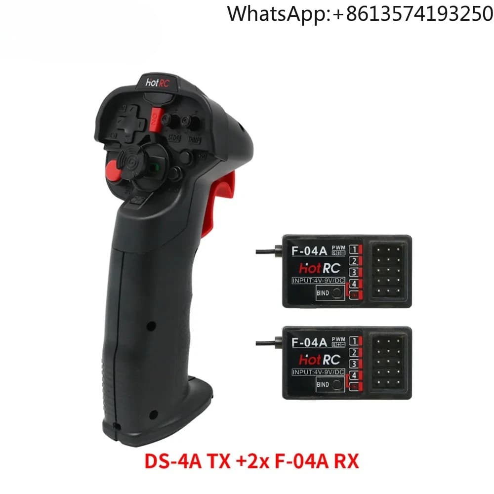 HotRC DS-4A 2.4G 4 Channel Single Hand RC Radio Transmitter with 4Ch Receiver for RC Car boat Drone Airplane