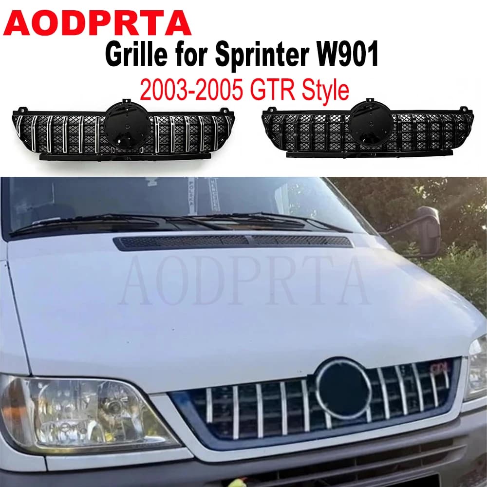 2002-2006 W901 Grille ABS Front Bumper Mesh Hood Grill For Mercedes Sprinter 901 W901 GTR Style