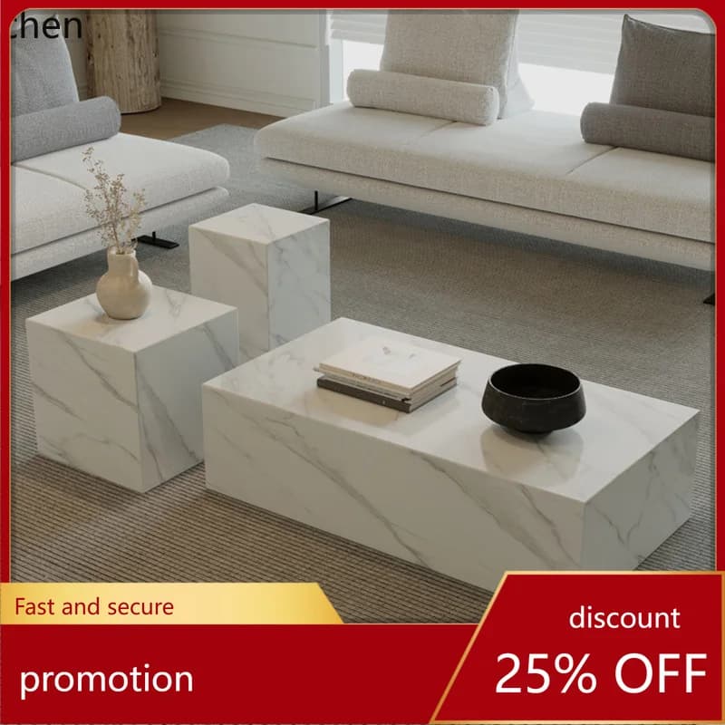 YFY Marble Coffee Table Living Room Home Use Rock Plate Rectangular Coffee Table Combination