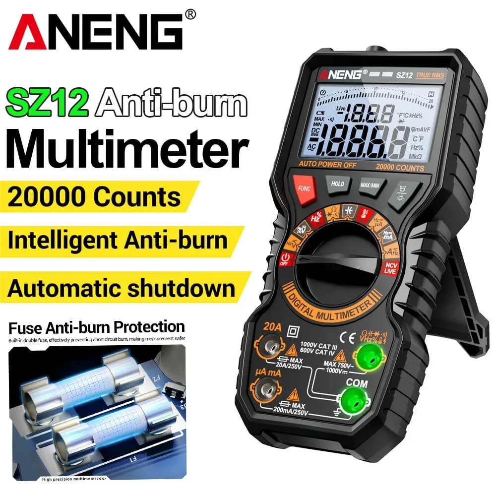 ANENG SZ12 Digital Multimeter 20000 Counts AC DC Voltage Current Frequency Duty Cycle Temp NCV Diode Buzzer Repair Test Tool