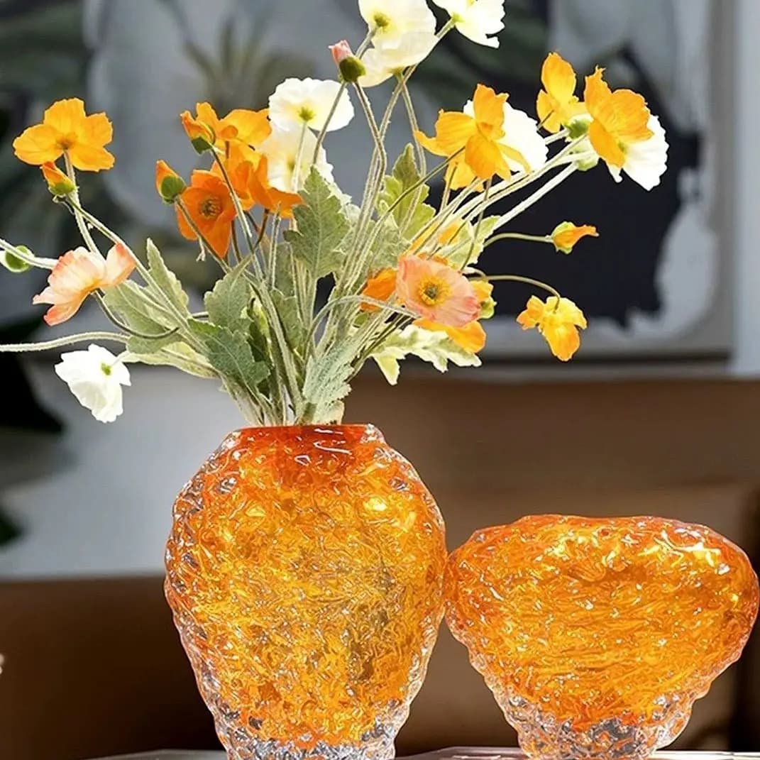 Modern Glass Vase Flower Arrangement Decoration Items Home Livingroom Cabinet Furnishing Crafts Cafe Office Desk Accessories Art