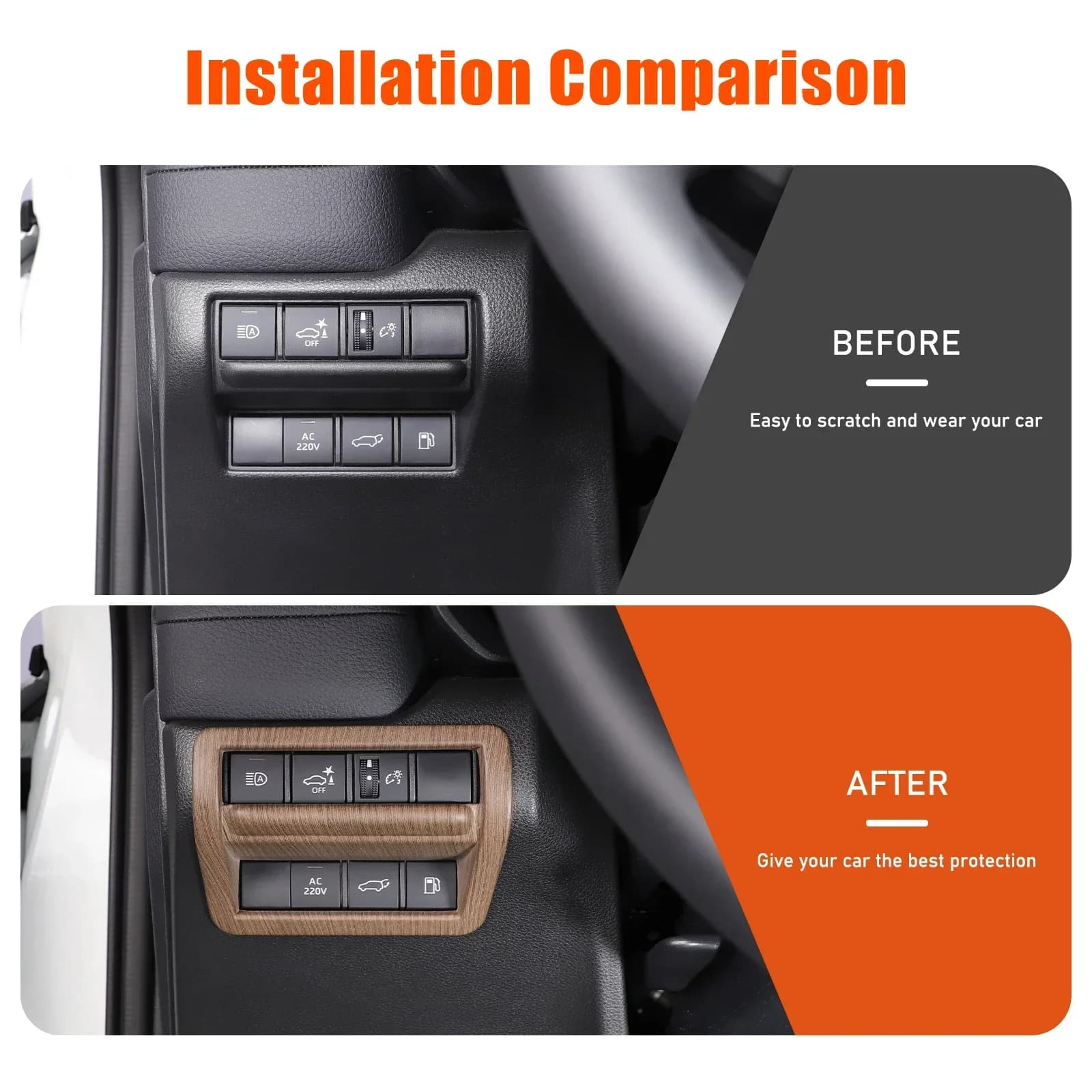 For Toyota Land Cruiser Prado 250 LC250 2024+ ABS Carbon Fiber Car Headlight Switch Frame Sticker Car Interior Accessories 1Pcs