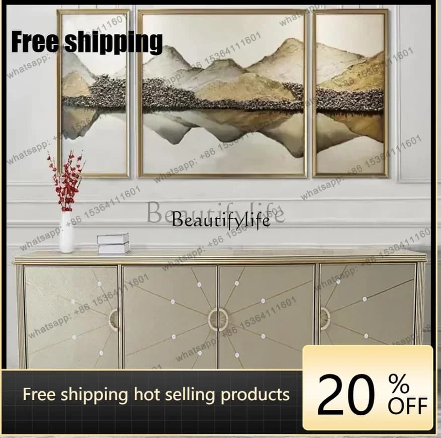 Factory Direct American Solid Wood Champagne Gold Light Luxury TV Cabinet Modern Locker Decorative Cabinet