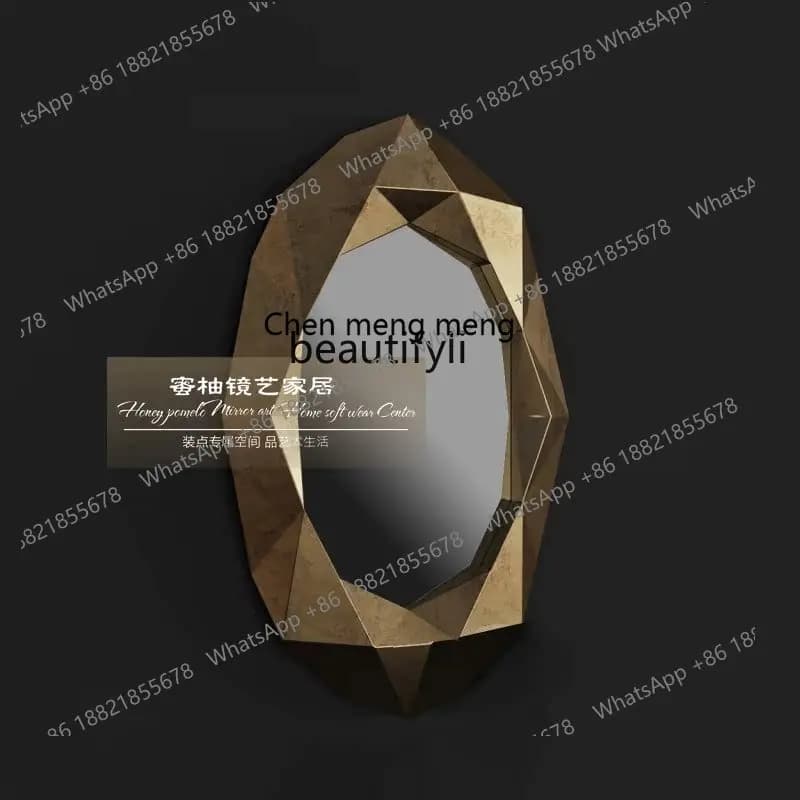 Nordic three-dimensional oval wall-mounted enigma mirror irregular dining side mirror American model room decorative mirror