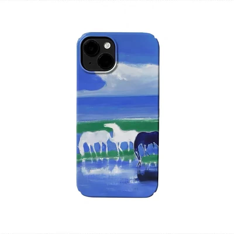 Blue Lake White Horse Anime Phone Case for IPHONE 17 Air 16E 15 PROMAX 14 Plus 13 12 MINI 11 PRO 16Plus XR Acrylic Phone Cover