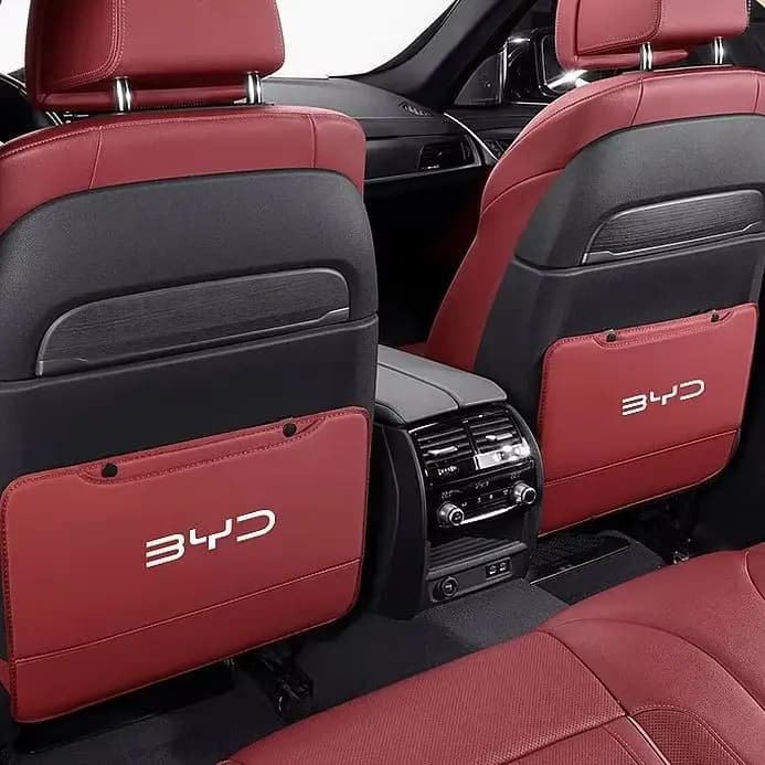 BYD Logo 2Pcs Rear Seat‑Back Anti‑Kick Guard For Atto 3 Seal Dolphin Han Tang Song Yuan Storage‑Pocket Anti‑Scratch Interior Pro