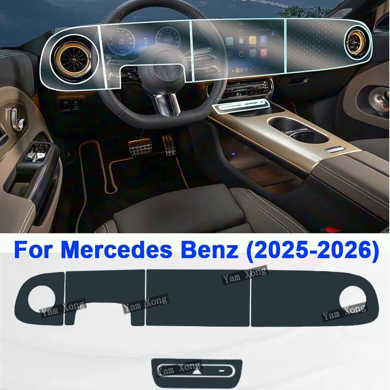 Car Anti-scratch Repair Sticker For Mercedes Benz (2025-2026) Interior Center Console Transparent TPU Protective Film
