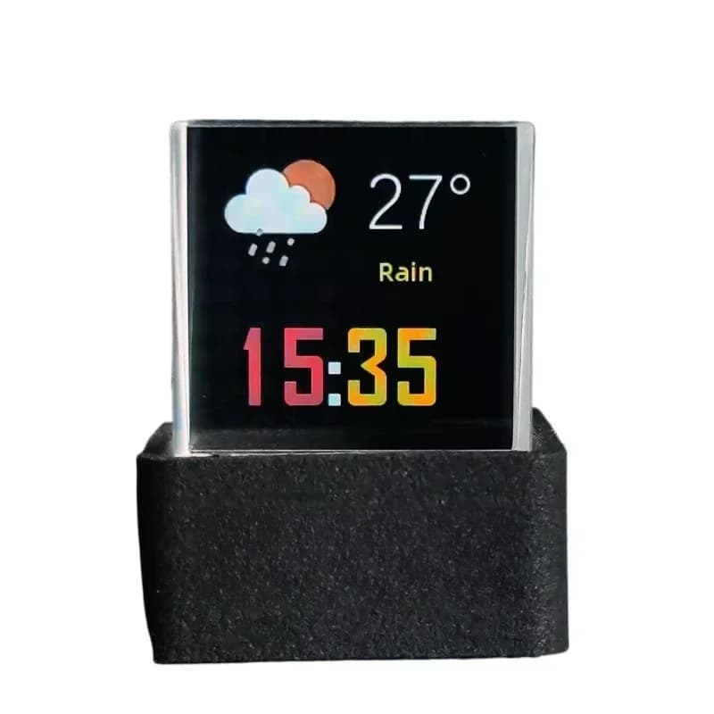 Crystal Cube Photo Display Holographic Desktop Smart Weather Station Digital Clock with GIF Animated Album
