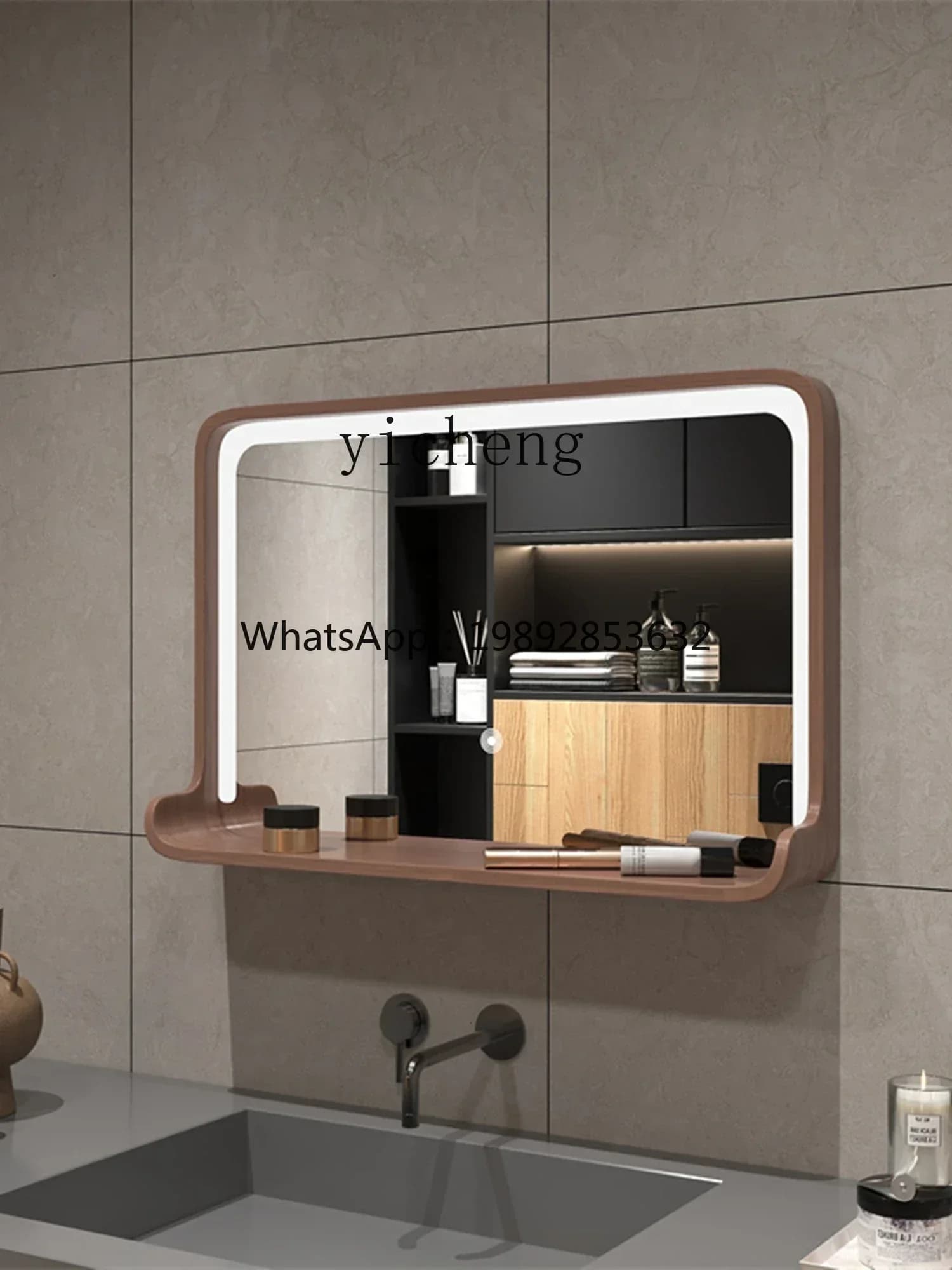 Y1   Wall-mounted toilet vanity mirror Wall-mounted LED retro vanity mirror with light