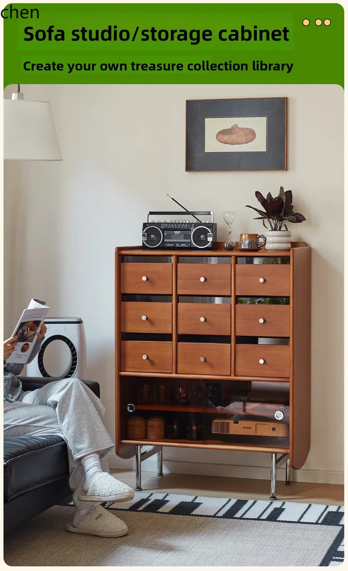 nine-bucket dining side cabinet living room TV side cabinet medieval storage  120cm high bucket  solid wood